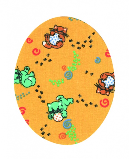 Nažehľovacie záplaty oválky s potlačou - mačky s loptou červené